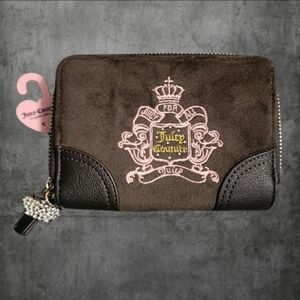🤎 Juicy Couture Brown Velour Zip Wallet — Rhinestone Heart — Y2K — NWT